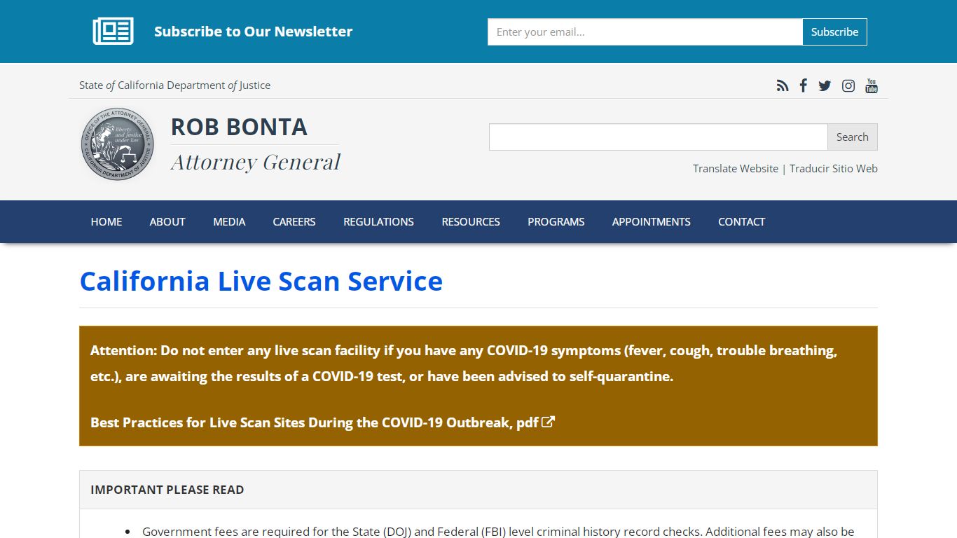 California Live Scan Service | State of California - Department of ...